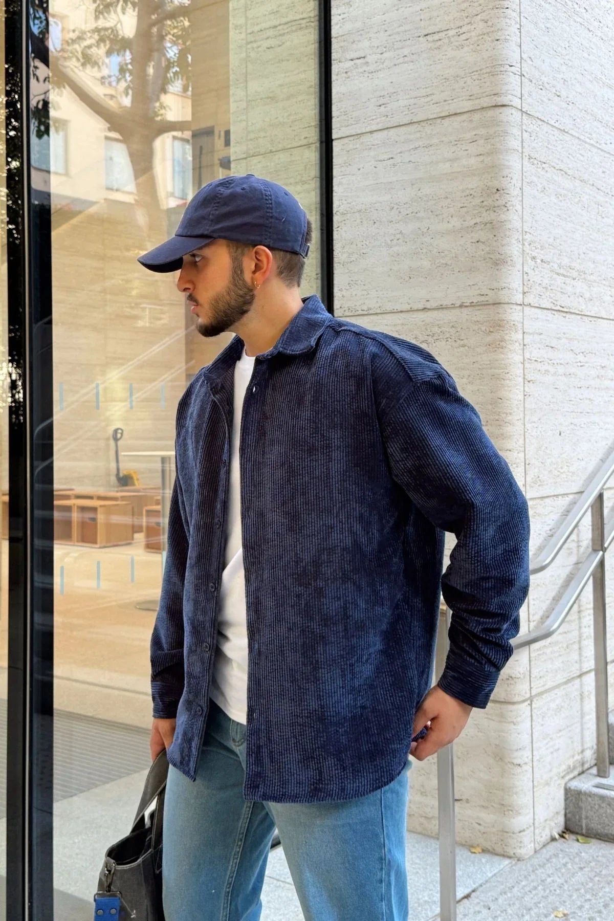 Yotau Erkek Oversize Fit Kadife Uzun Kollu Gömlek Ceket - Livio Ferri