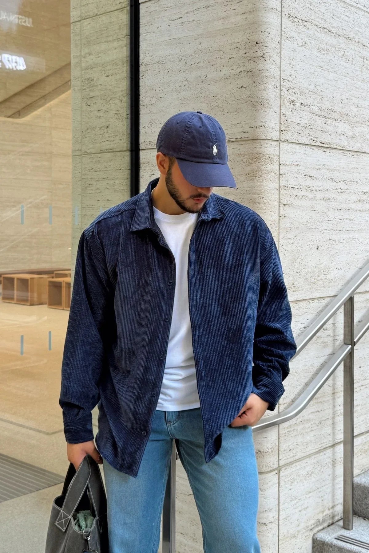 Yotau Erkek Oversize Fit Kadife Uzun Kollu Gömlek Ceket - Livio Ferri