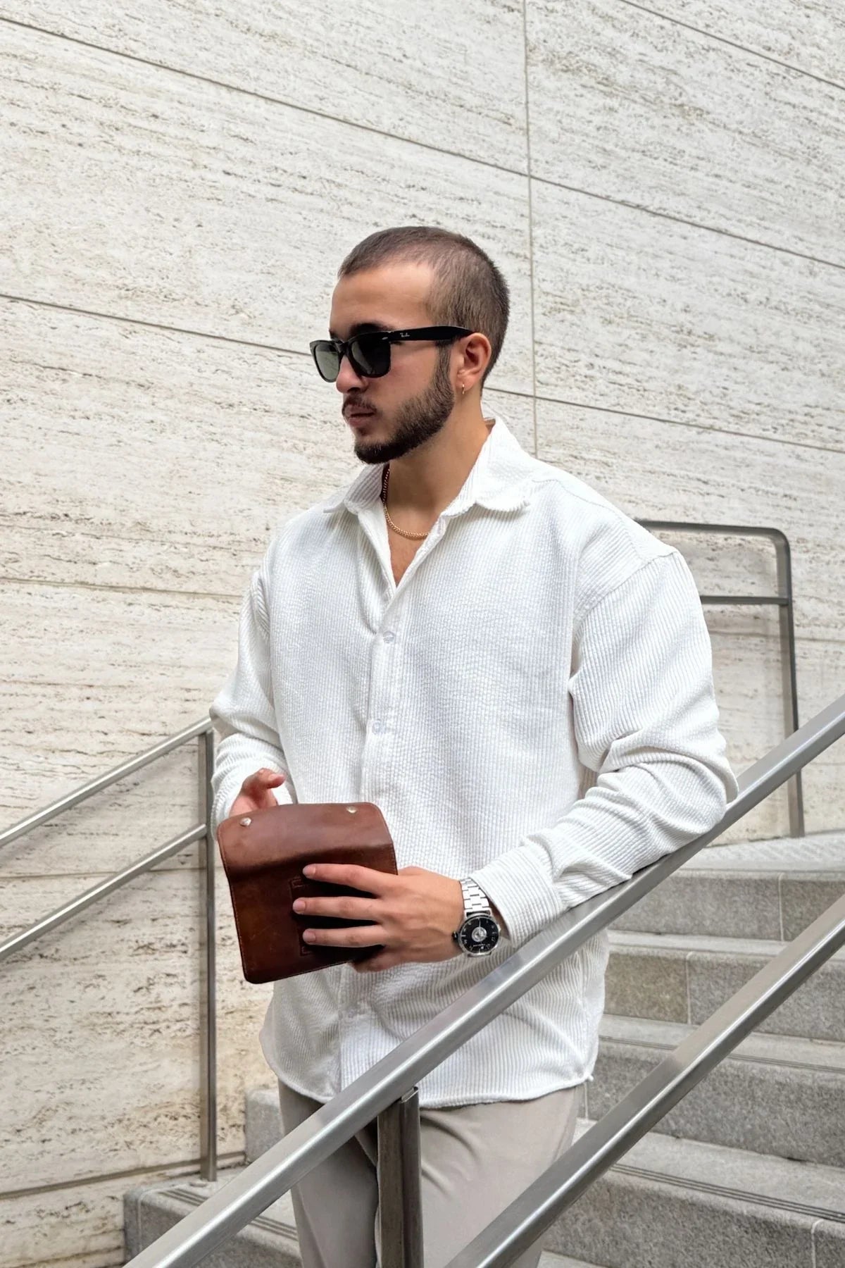 Yotau Erkek Oversize Fit Kadife Uzun Kollu Gömlek Ceket - Livio Ferri