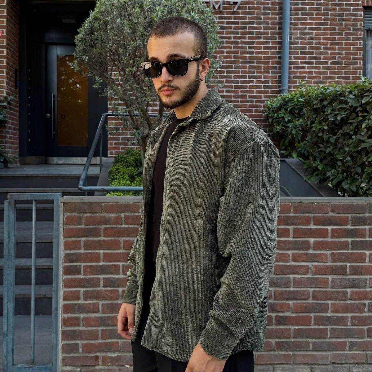 Yotau Erkek Oversize Fit Kadife Uzun Kollu Gömlek Ceket - Livio Ferri