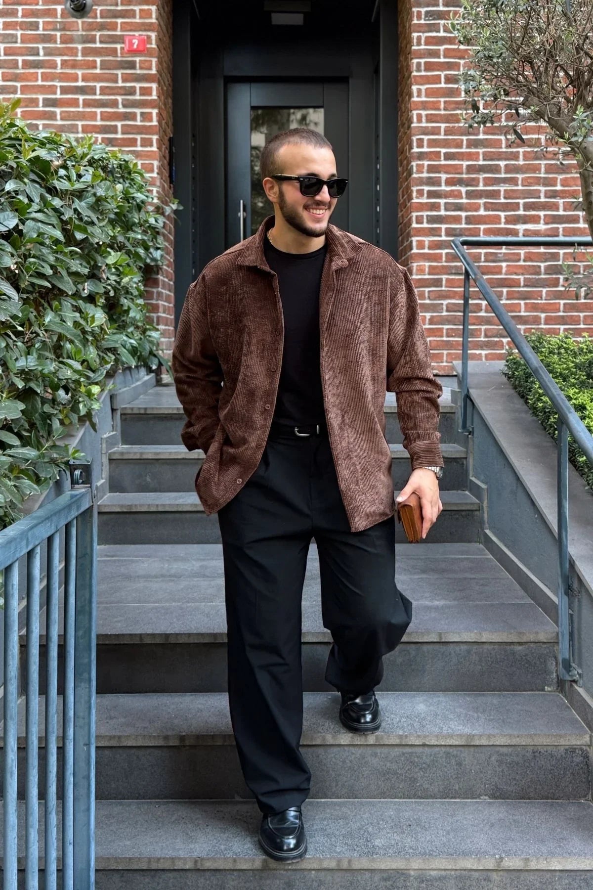 Yotau Erkek Oversize Fit Kadife Uzun Kollu Gömlek Ceket - Livio Ferri