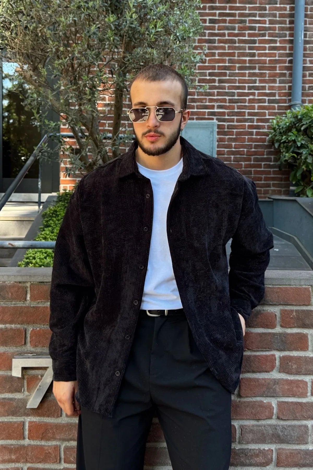 Yotau Erkek Oversize Fit Kadife Uzun Kollu Gömlek Ceket - Livio Ferri