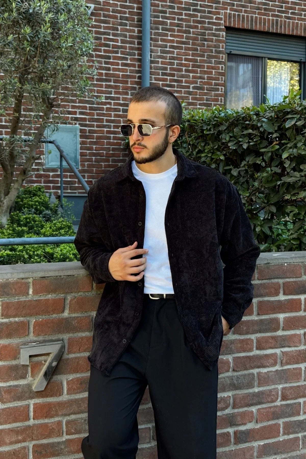 Yotau Erkek Oversize Fit Kadife Uzun Kollu Gömlek Ceket - Livio Ferri