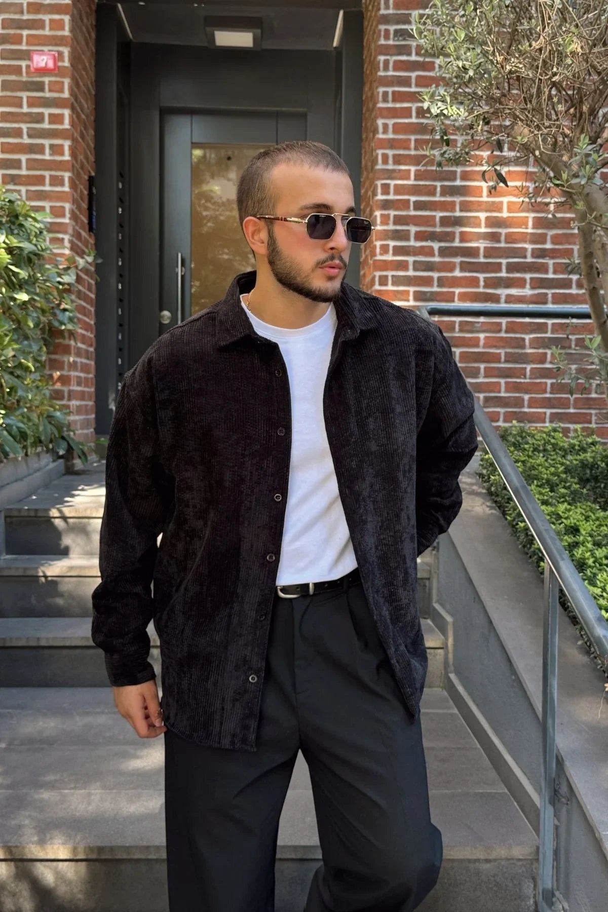 Yotau Erkek Oversize Fit Kadife Uzun Kollu Gömlek Ceket - Livio Ferri