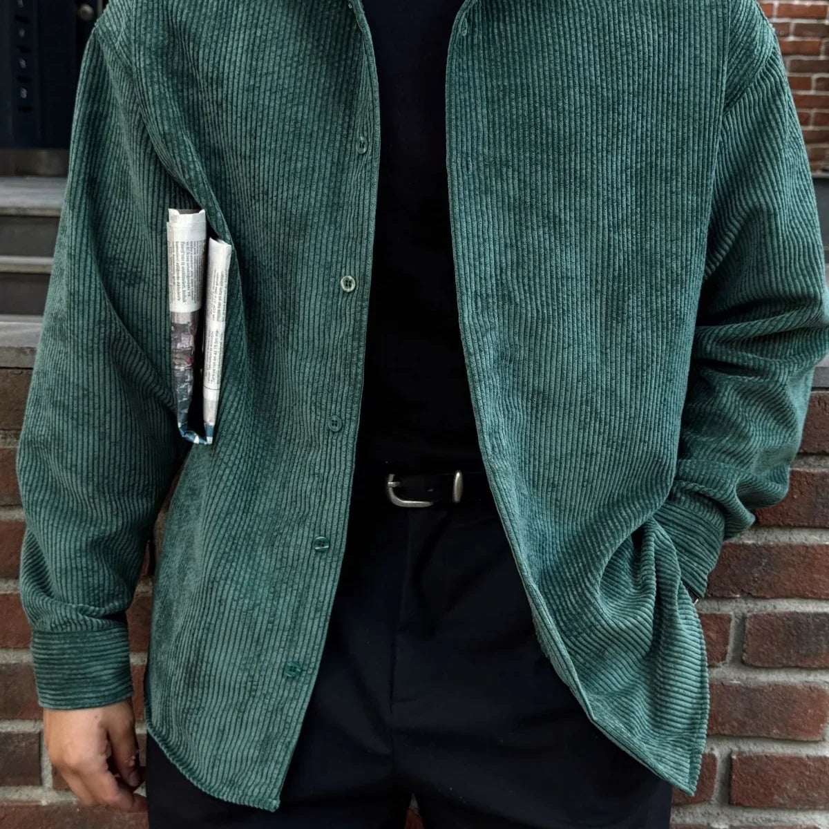 Yotau Erkek Oversize Fit Kadife Uzun Kollu Gömlek Ceket