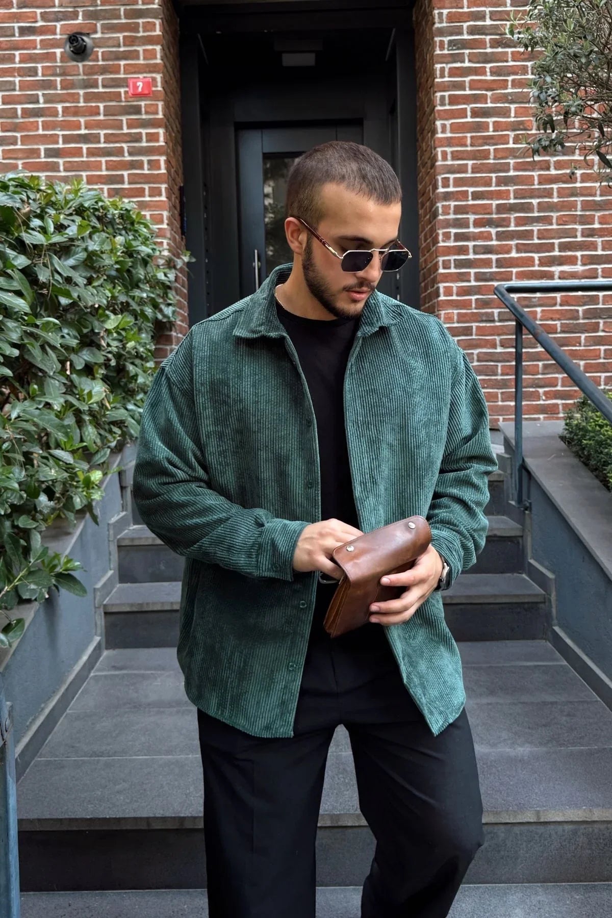 Yotau Erkek Oversize Fit Kadife Uzun Kollu Gömlek Ceket - Livio Ferri