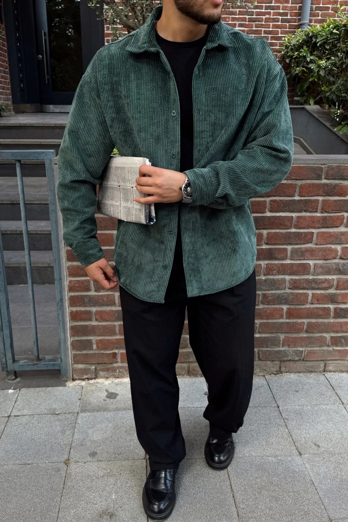 Yotau Erkek Oversize Fit Kadife Uzun Kollu Gömlek Ceket - Livio Ferri