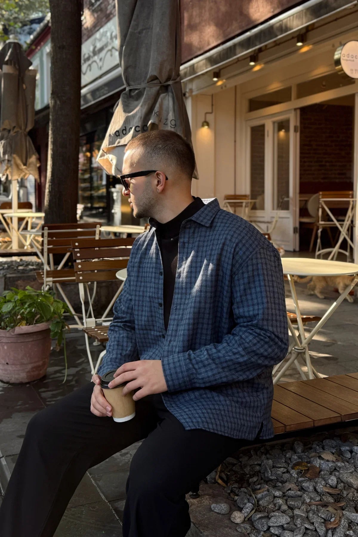 Yuan Oversize Fit %100 Pamuk Erkek Ekose Gömlek - Livio Ferri