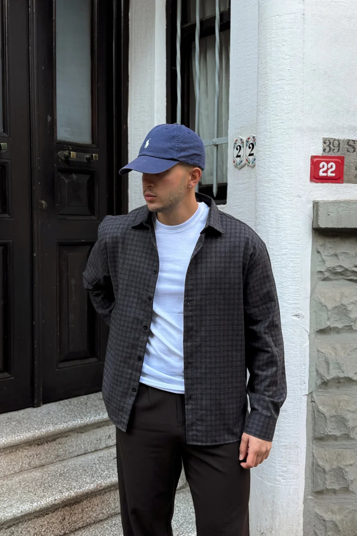 Yuan Oversize Fit %100 Pamuk Erkek Ekose Gömlek - Livio Ferri