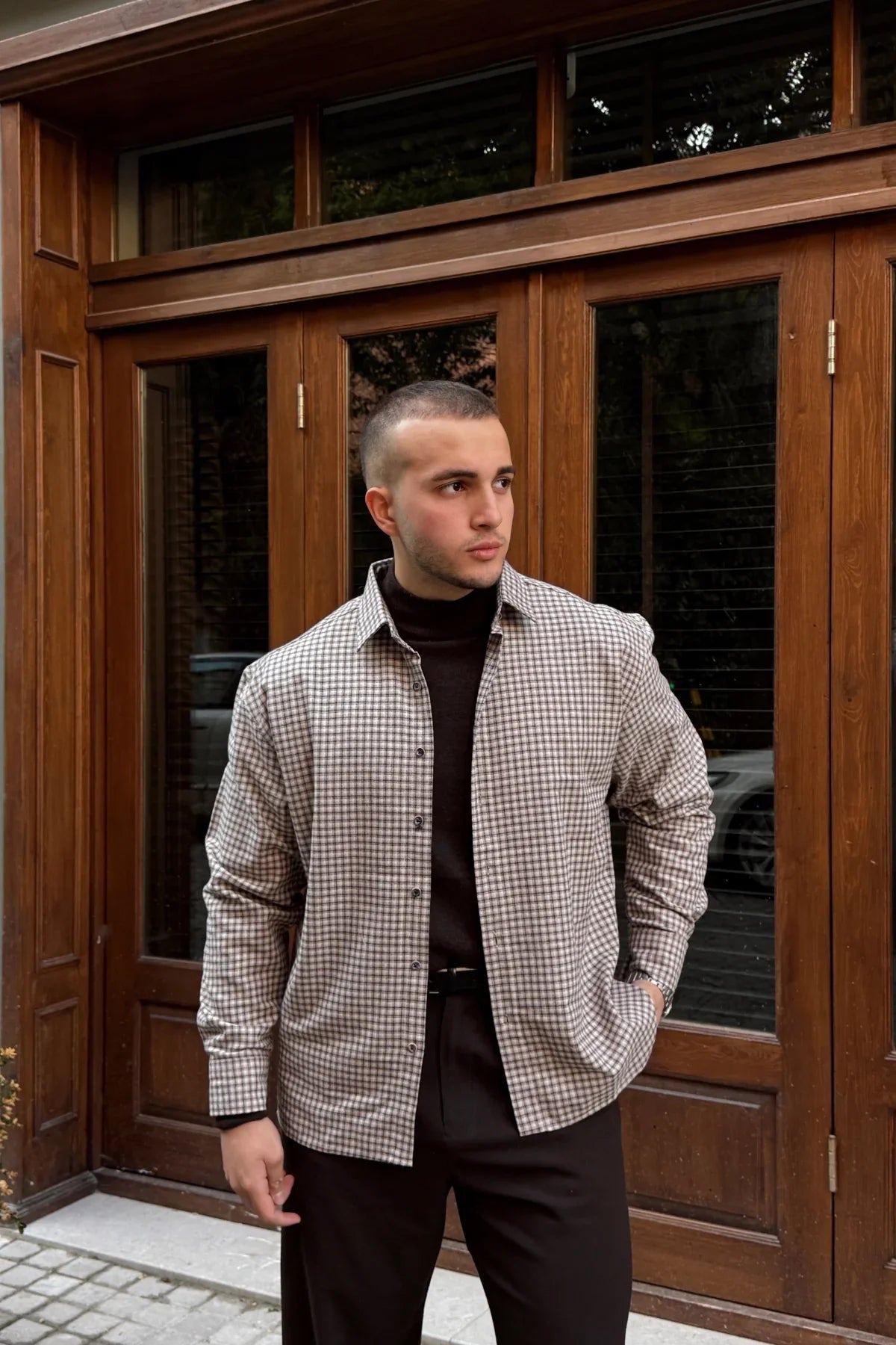 Yuan Oversize Fit %100 Pamuk Erkek Ekose Gömlek - Livio Ferri