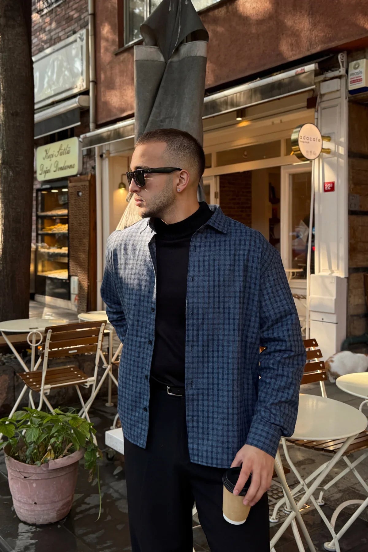 Yuan Oversize Fit %100 Pamuk Erkek Ekose Gömlek - Livio Ferri