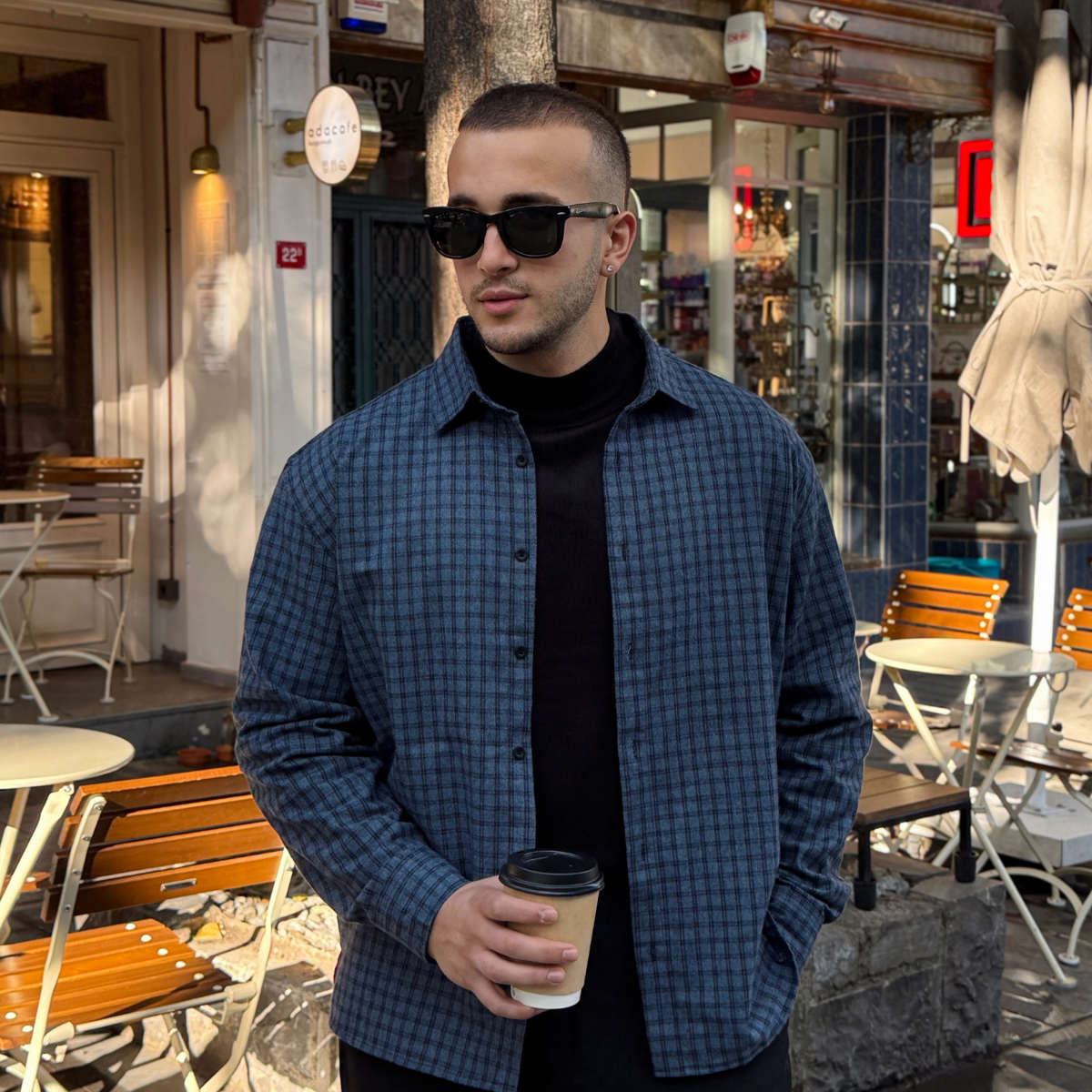 Yuan Oversize Fit %100 Pamuk Erkek Ekose Gömlek