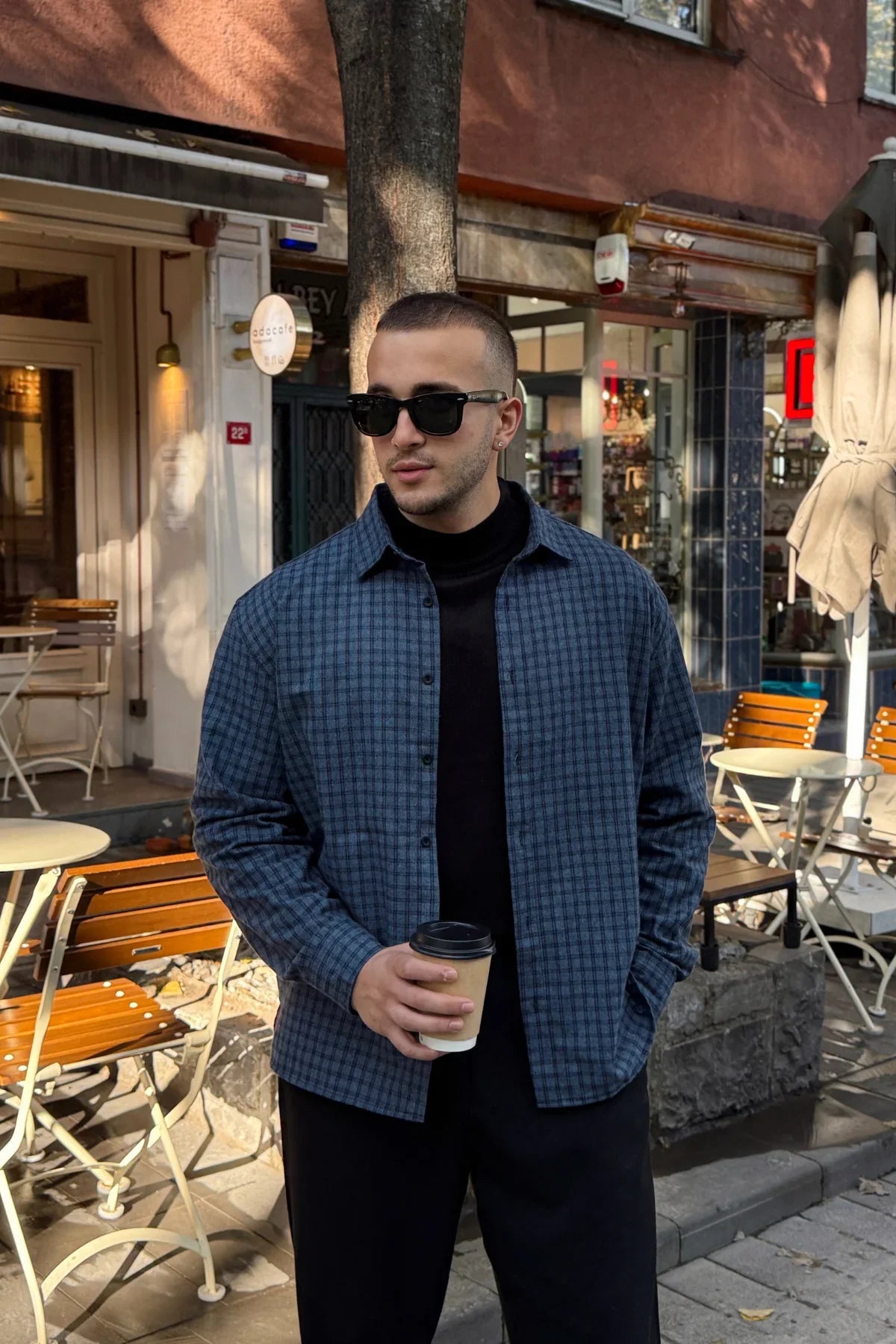 Yuan Oversize Fit %100 Pamuk Erkek Ekose Gömlek - Livio Ferri