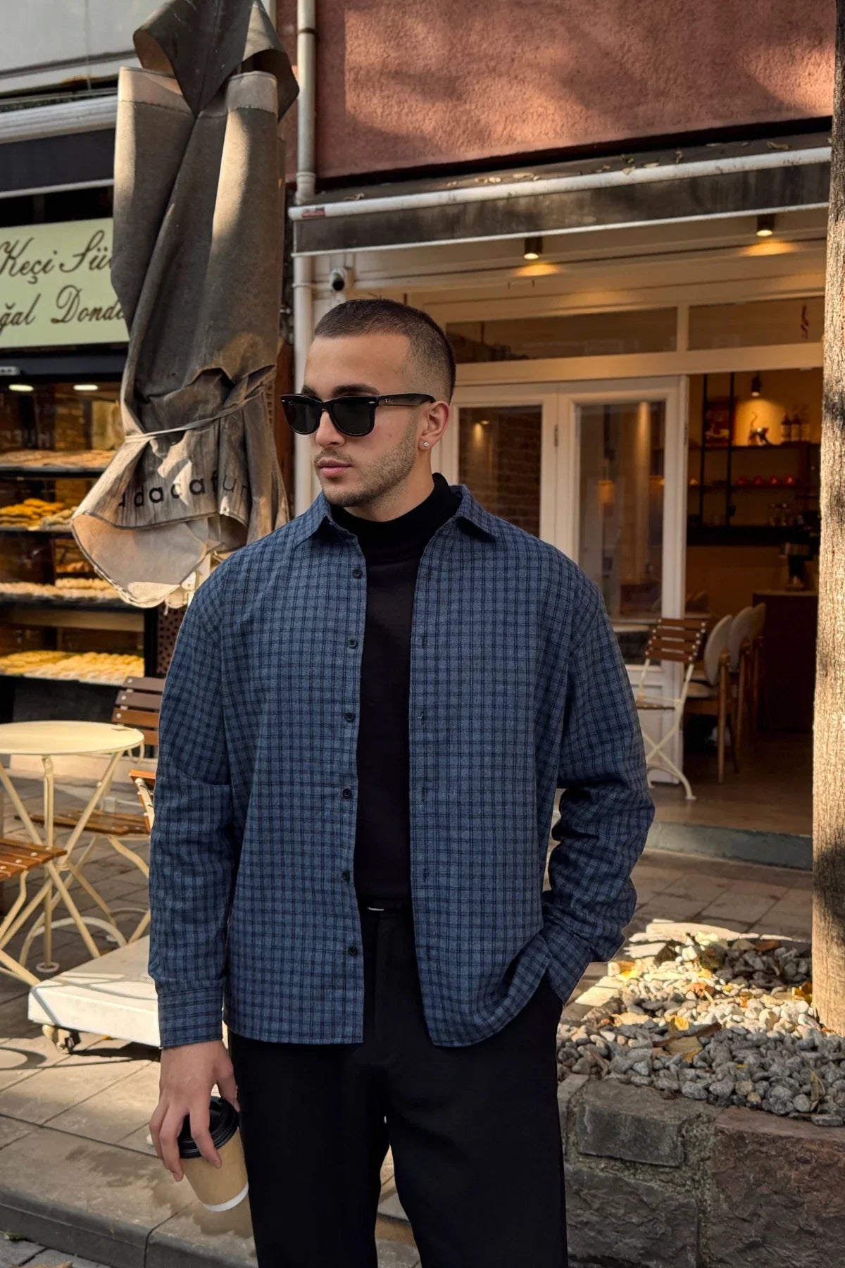 Yuan Oversize Fit %100 Pamuk Erkek Ekose Gömlek - Livio Ferri