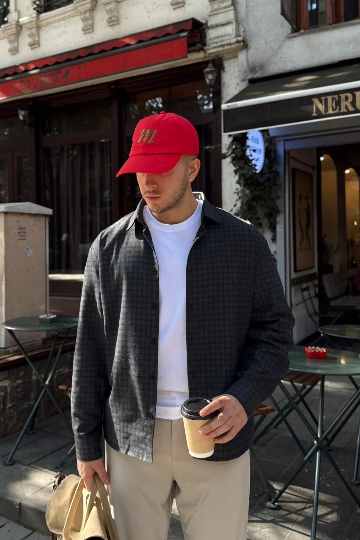 Yuan Oversize Fit %100 Pamuk Erkek Ekose Gömlek - Livio Ferri