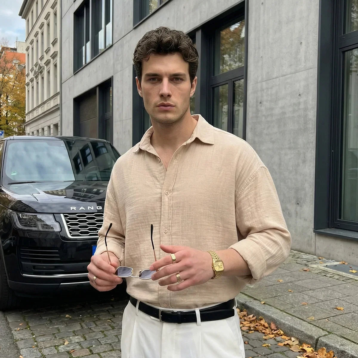 Yurin Erkek Premium Müslin %100 Pamuk Oversize Uzun Kollu Gömlek