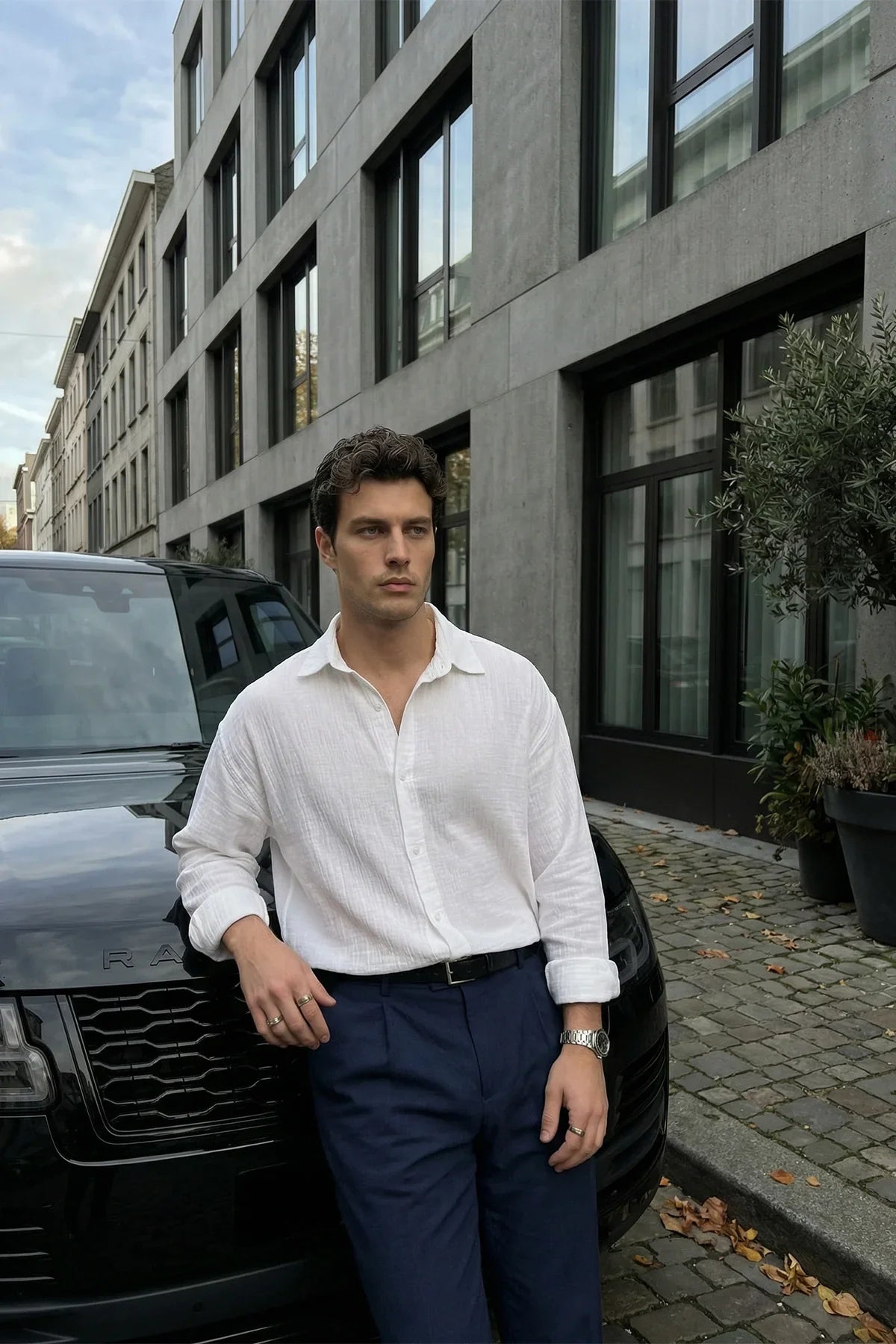 Yurin Erkek Premium Müslin %100 Pamuk Oversize Uzun Kollu Gömlek - Livio Ferri