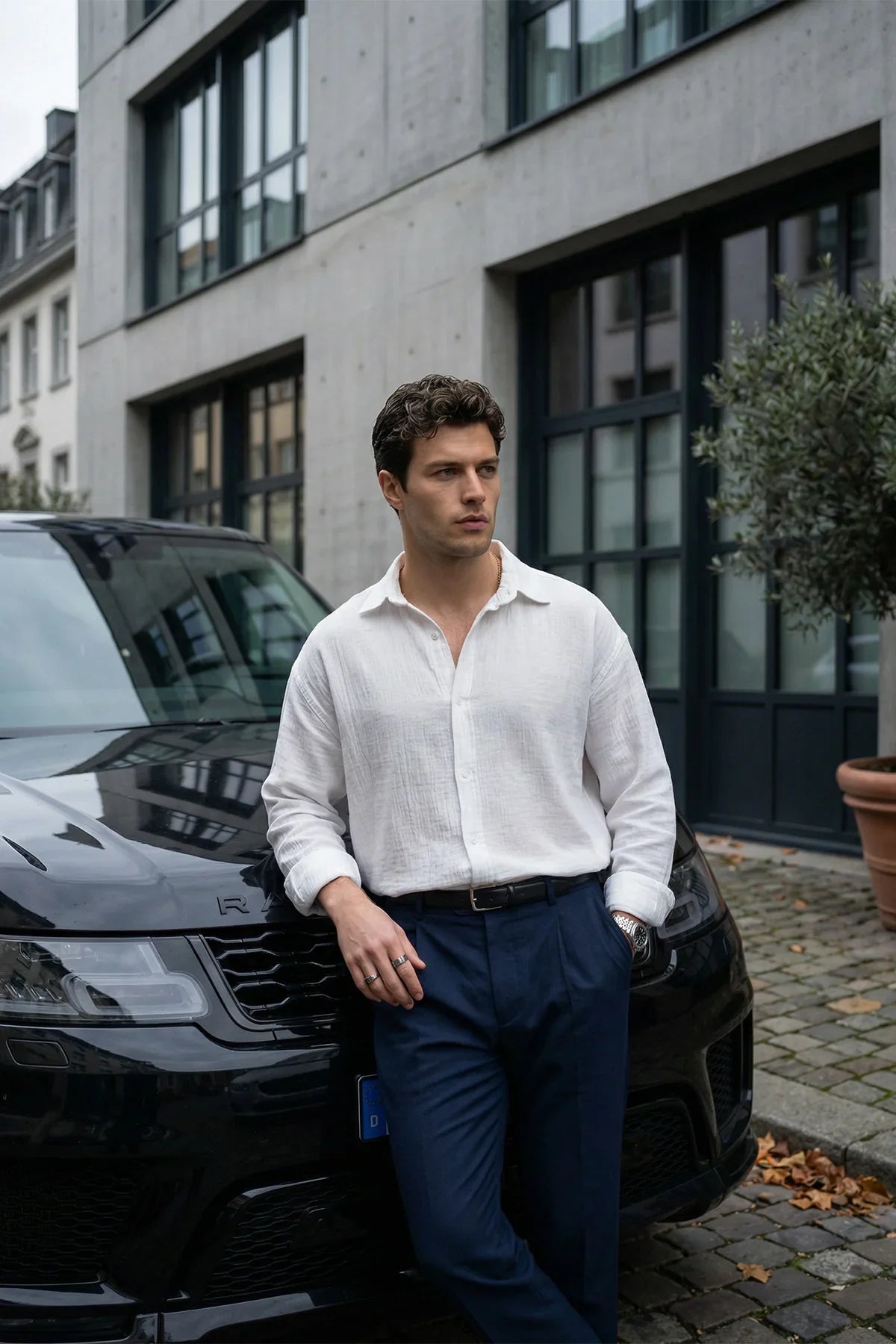 Yurin Erkek Premium Müslin %100 Pamuk Oversize Uzun Kollu Gömlek - Livio Ferri