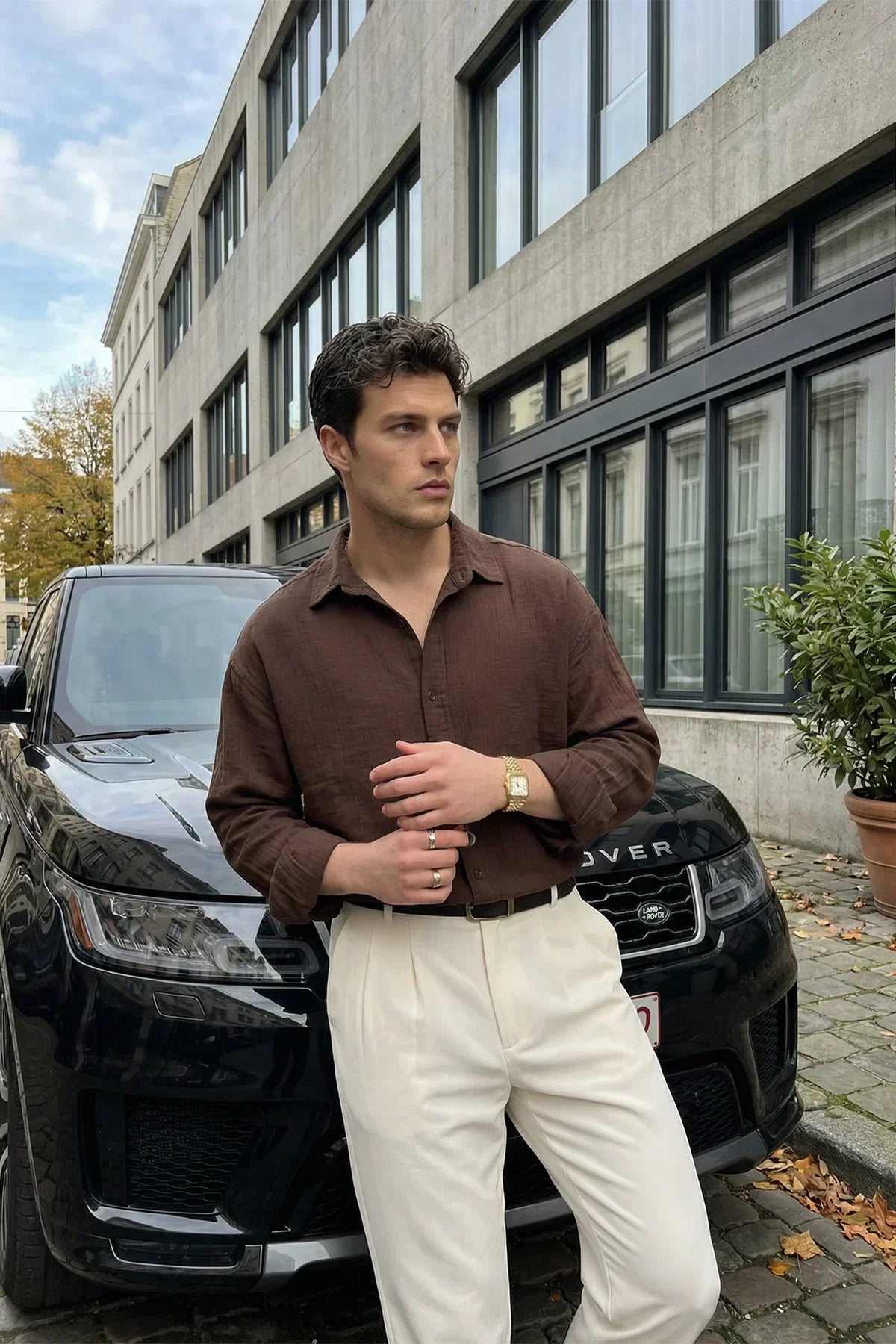Yurin Erkek Premium Müslin %100 Pamuk Oversize Uzun Kollu Gömlek - Livio Ferri