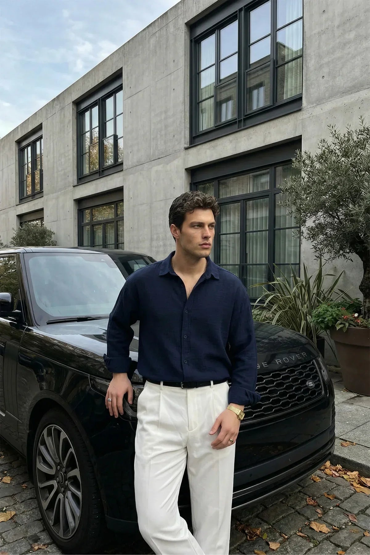 Yurin Erkek Premium Müslin %100 Pamuk Oversize Uzun Kollu Gömlek - Livio Ferri