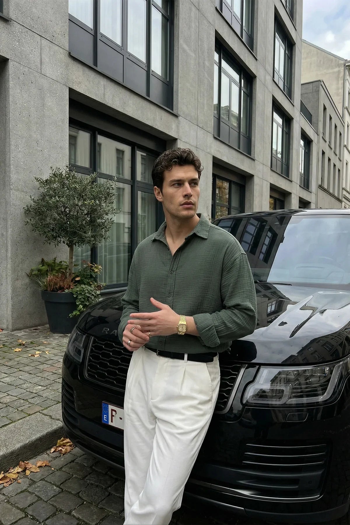 Yurin Erkek Premium Müslin %100 Pamuk Oversize Uzun Kollu Gömlek - Livio Ferri