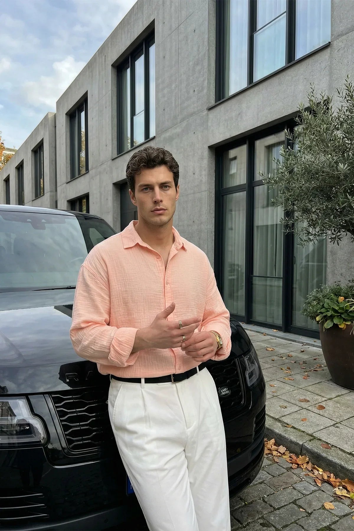 Yurin Erkek Premium Müslin %100 Pamuk Oversize Uzun Kollu Gömlek - Livio Ferri