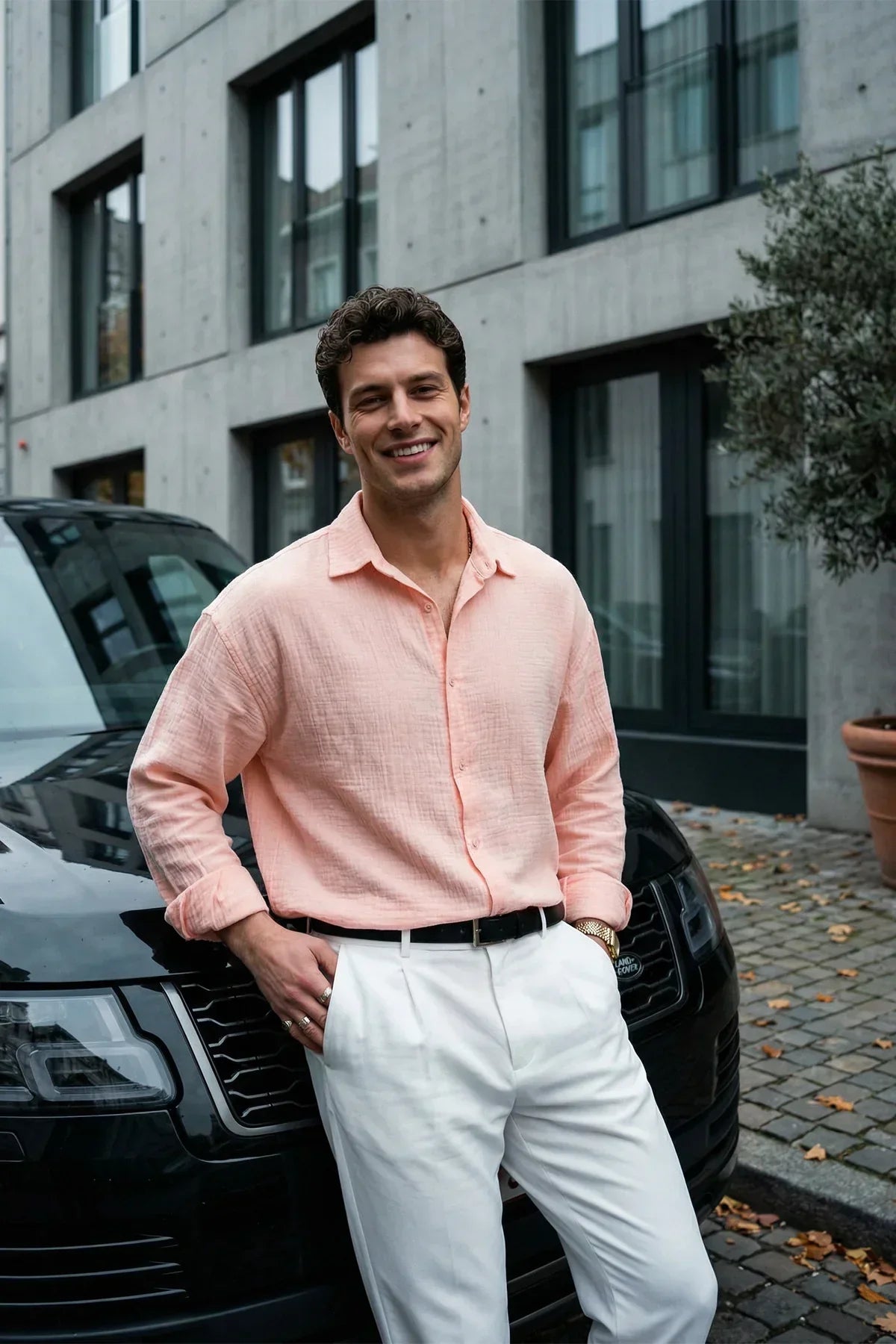 Yurin Erkek Premium Müslin %100 Pamuk Oversize Uzun Kollu Gömlek - Livio Ferri