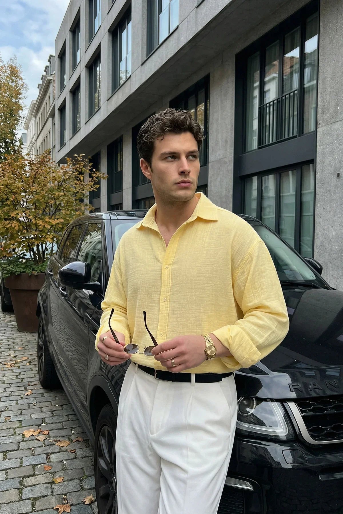 Yurin Erkek Premium Müslin %100 Pamuk Oversize Uzun Kollu Gömlek - Livio Ferri