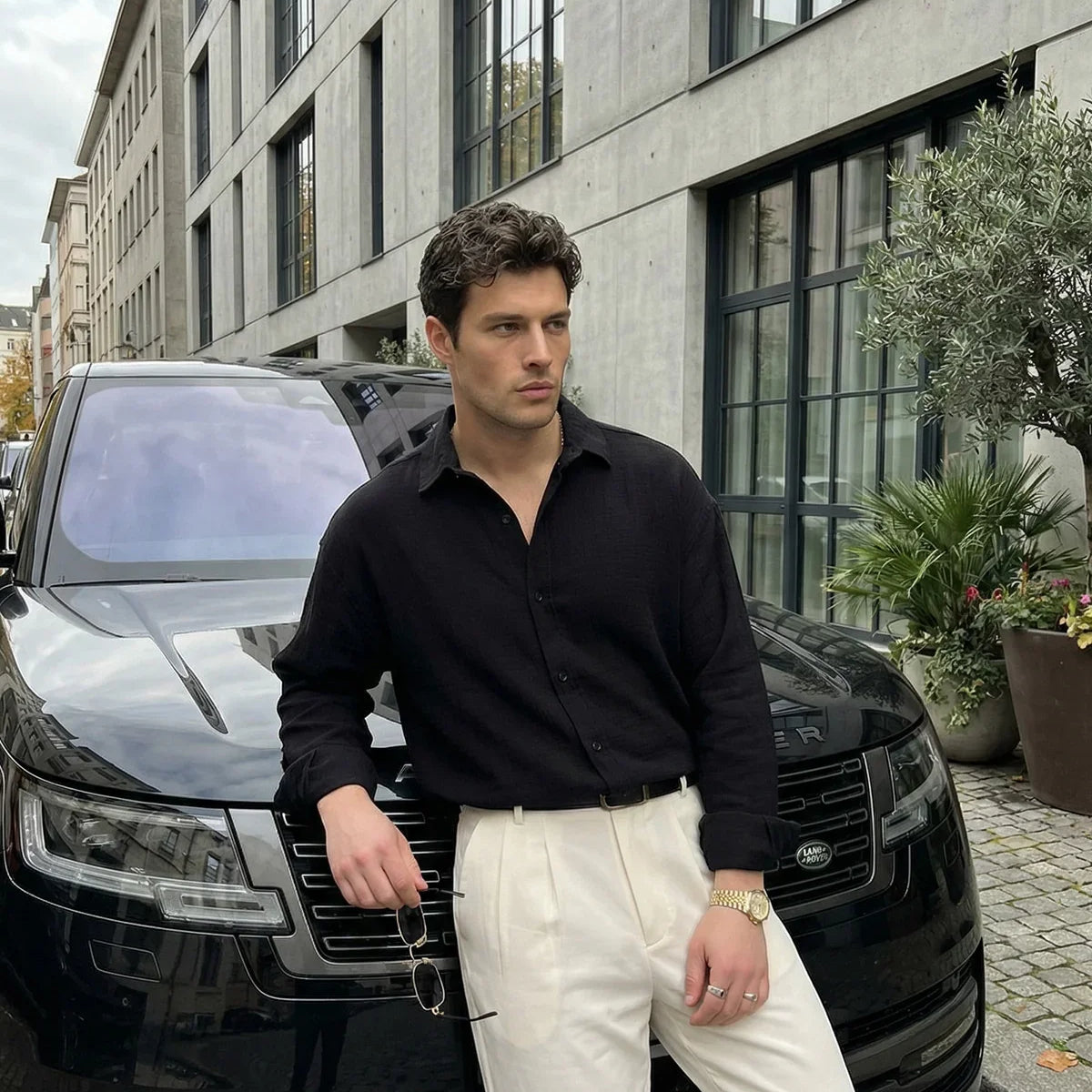 Yurin Erkek Premium Müslin %100 Pamuk Oversize Uzun Kollu Gömlek