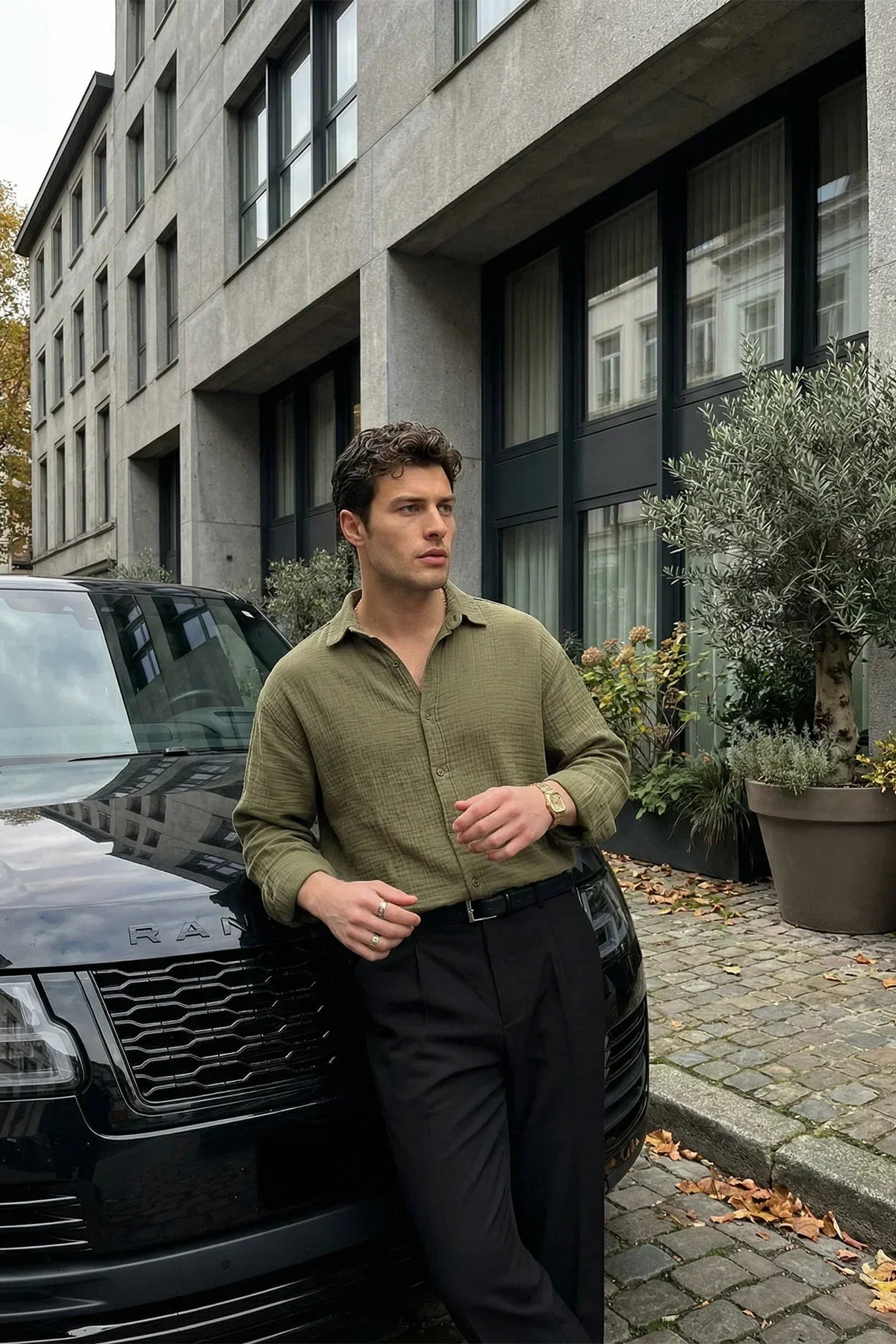 Yurin Erkek Premium Müslin %100 Pamuk Oversize Uzun Kollu Gömlek - Livio Ferri