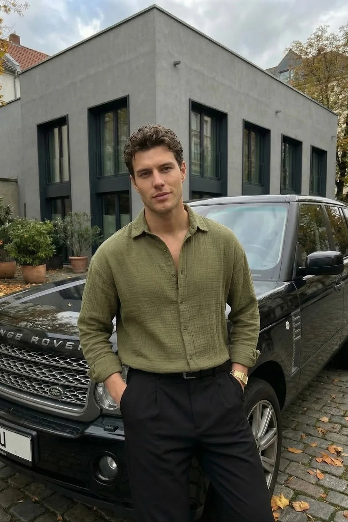 Yurin Erkek Premium Müslin %100 Pamuk Oversize Uzun Kollu Gömlek - Livio Ferri