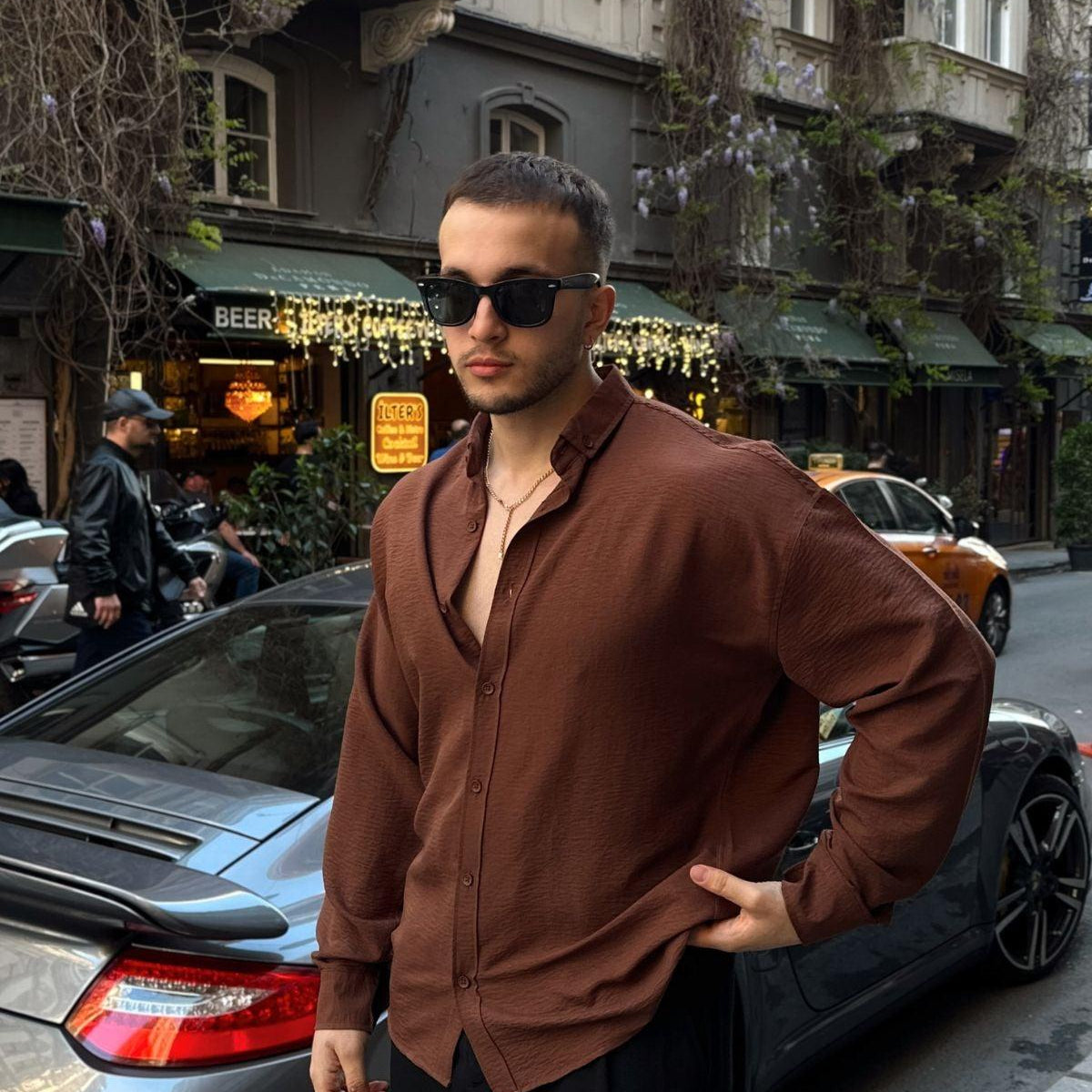 Zoro Erkek Extra Soft Keten Görünümlü Gömlek Uzun Kollu, Hafif Dokulu