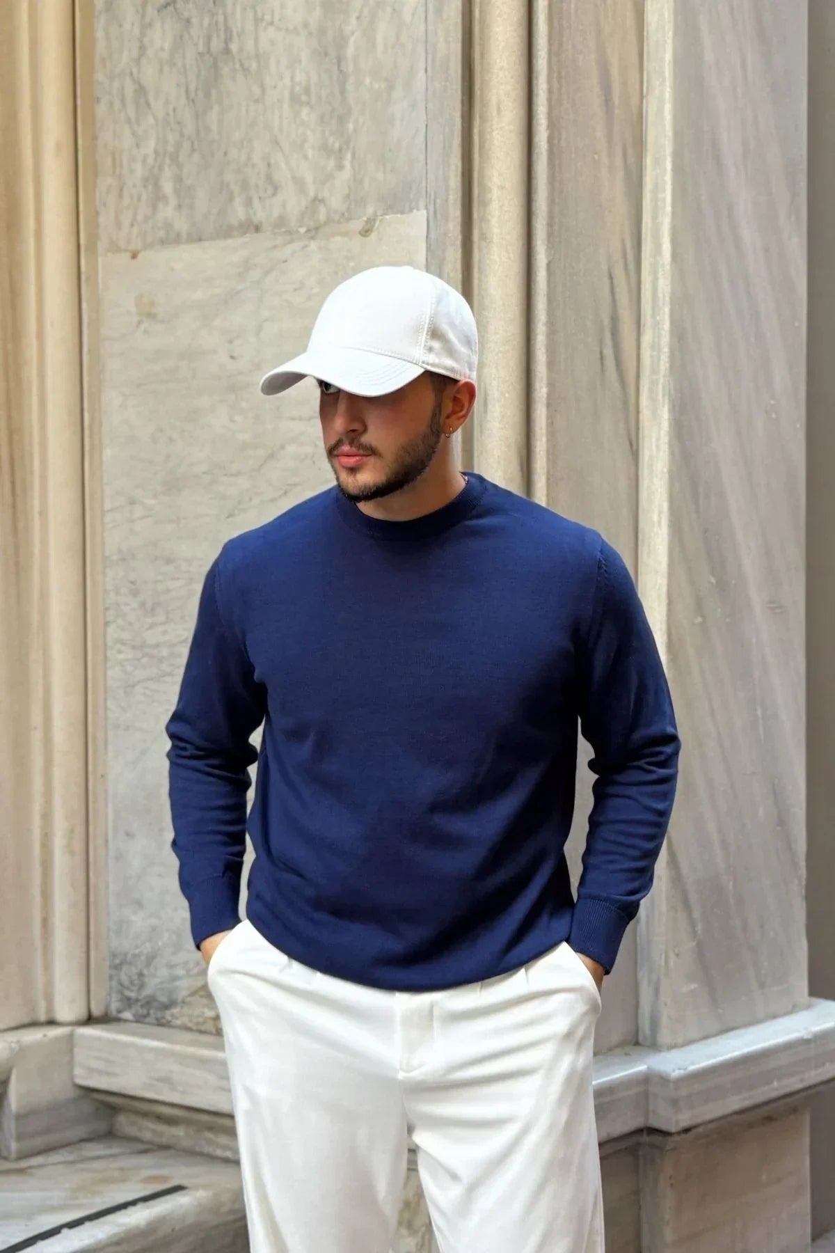 Acton Erkek %100 Organik Pamuk Bisiklet Yaka Triko Kazak