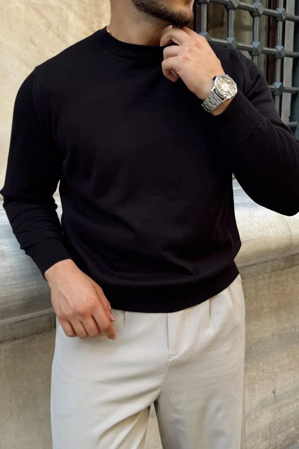 Acton Erkek %100 Organik Pamuk Bisiklet Yaka Triko Kazak