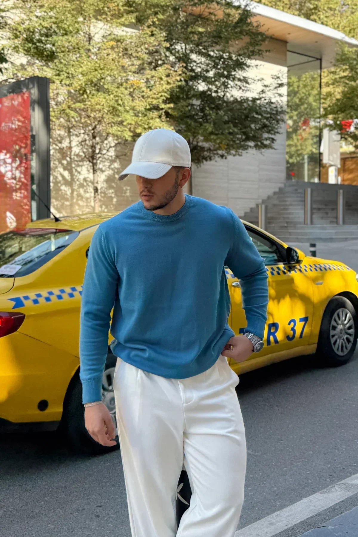 Acton Erkek %100 Organik Pamuk Bisiklet Yaka Triko Kazak