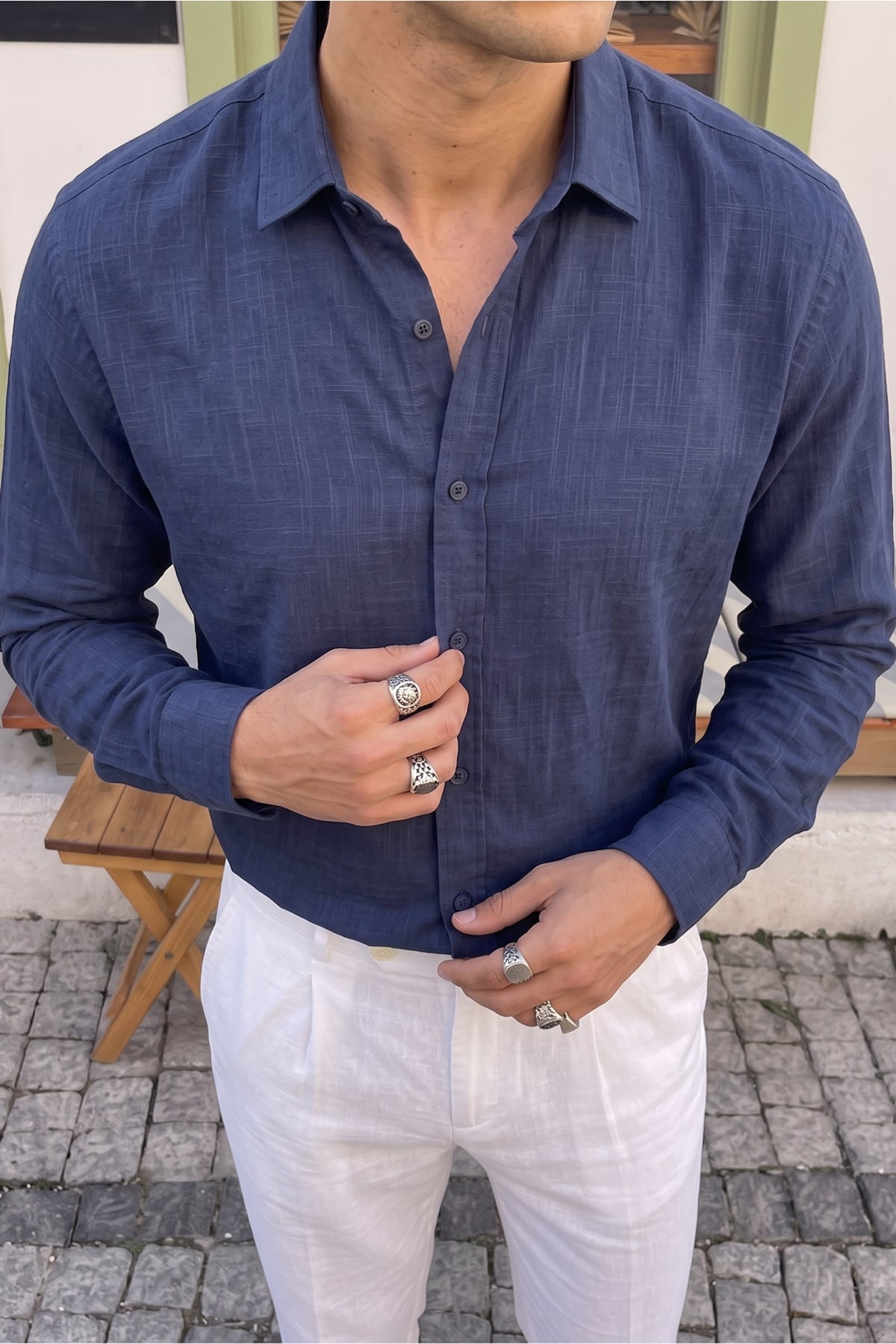 Adra Premium %100 Pamuk Flamlı Regular Fit Erkek Gömlek
