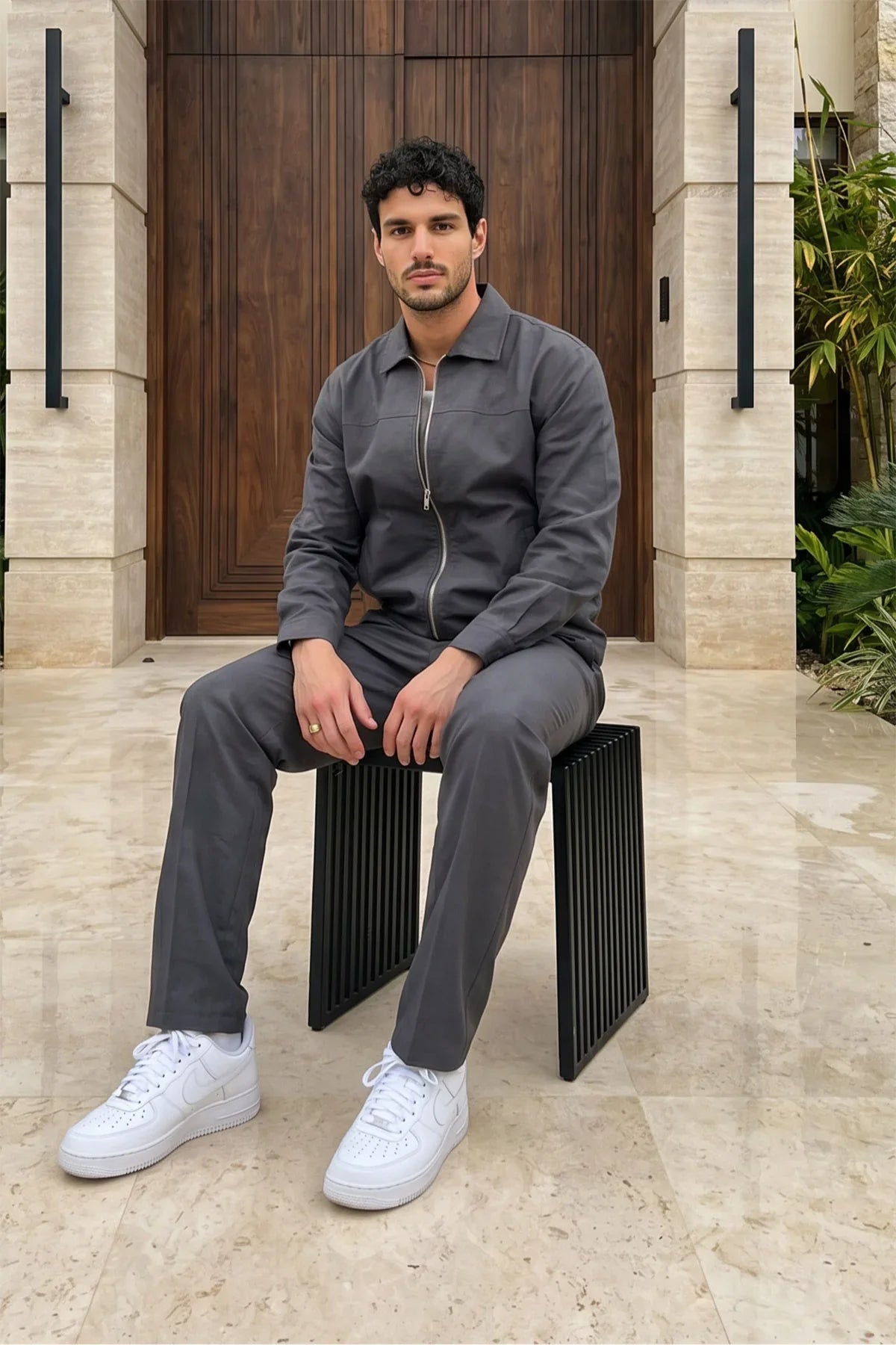 Artigas Premium Fermuarlı Düz Basic Ceket Pantolon Erkek Takım Relax Kalıp - Livio Ferri