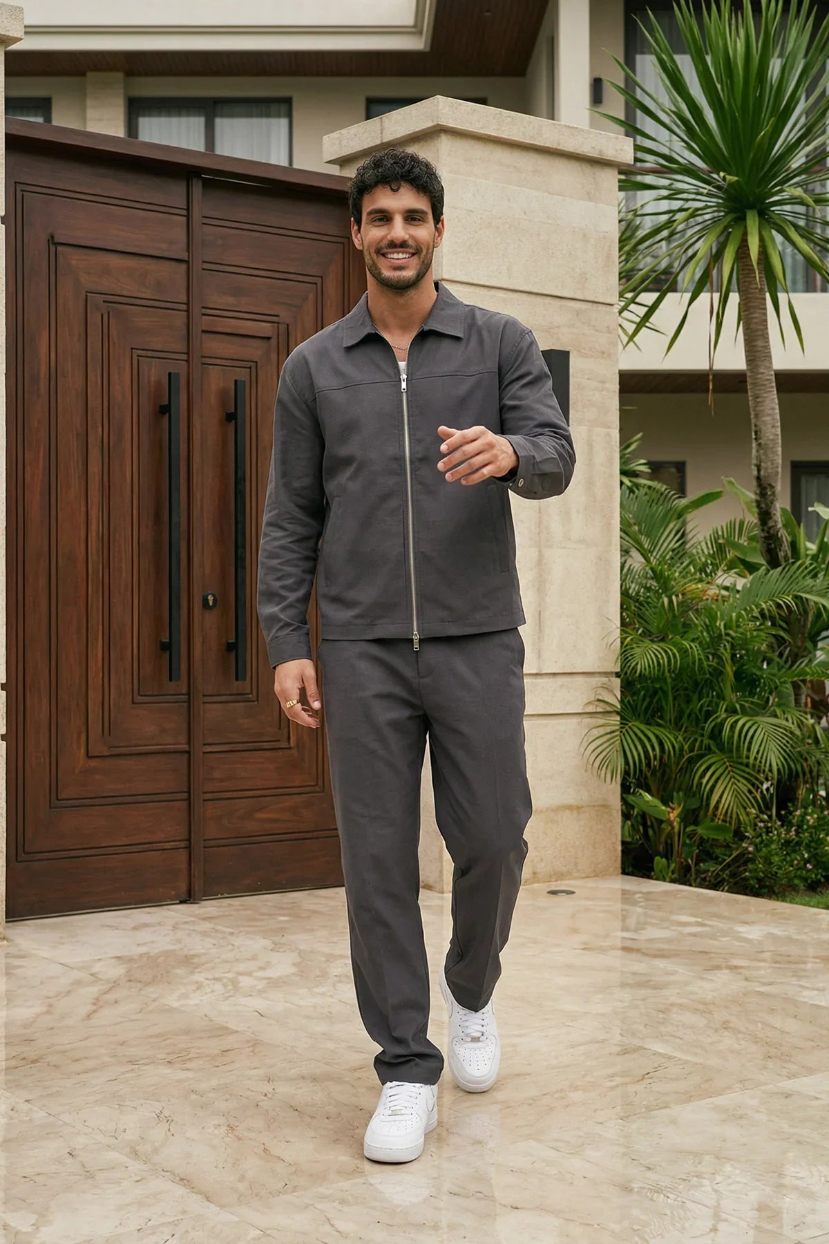 Artigas Premium Fermuarlı Düz Basic Ceket Pantolon Erkek Takım Relax Kalıp - Livio Ferri