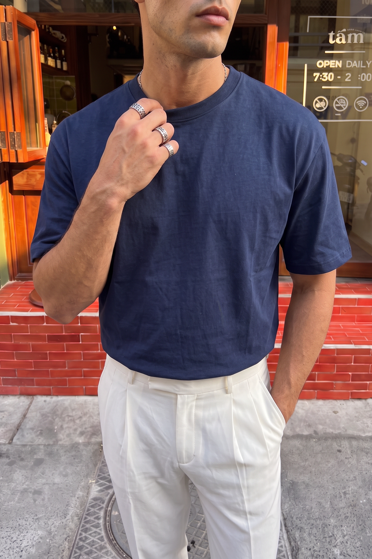 Bari Premium %100 Pamuk Oversize Basic Bisiklet Yaka Erkek Tişört