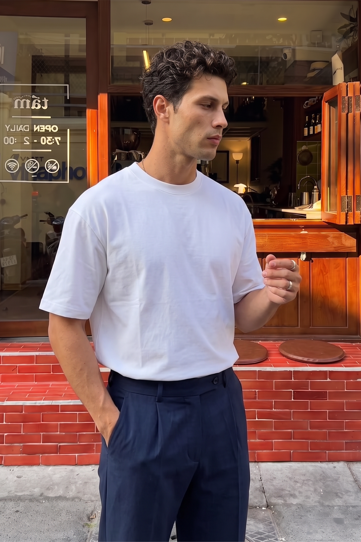 Bari Premium %100 Pamuk Oversize Basic Bisiklet Yaka Erkek Tişört