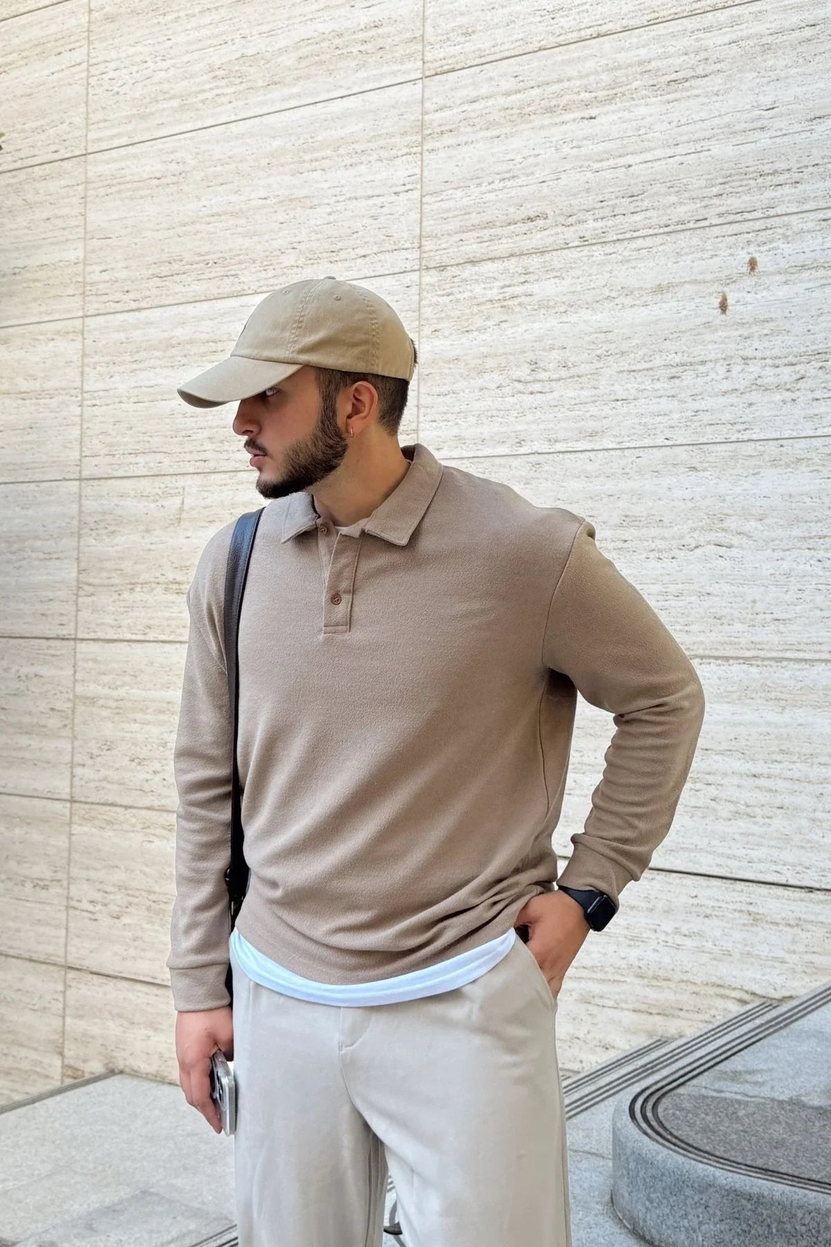 Cali Erkek Regular Fit Polo Yaka Uzun Kollu Sweatshirt Tişört