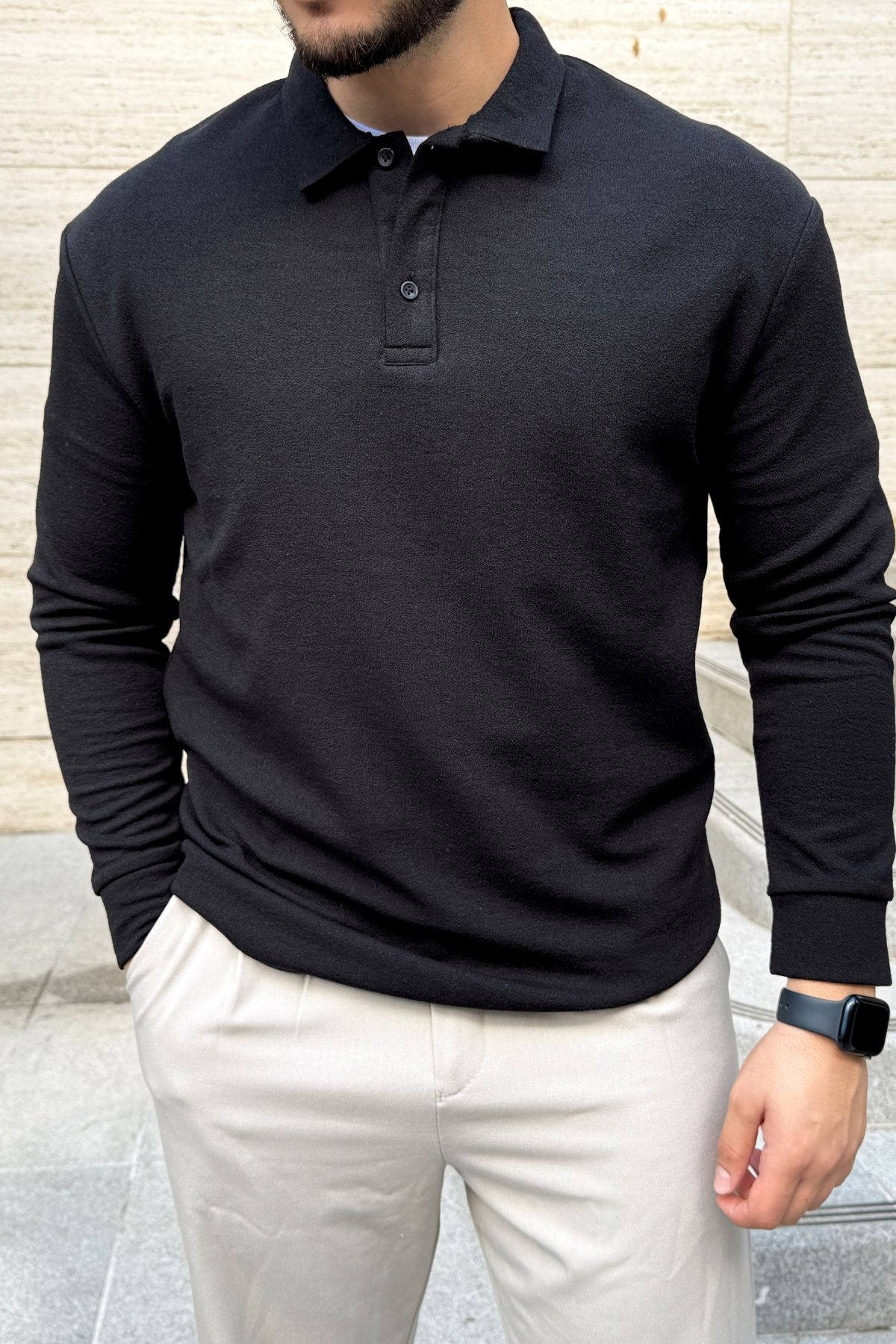 Cali Erkek Regular Fit Polo Yaka Uzun Kollu Sweatshirt Tişört