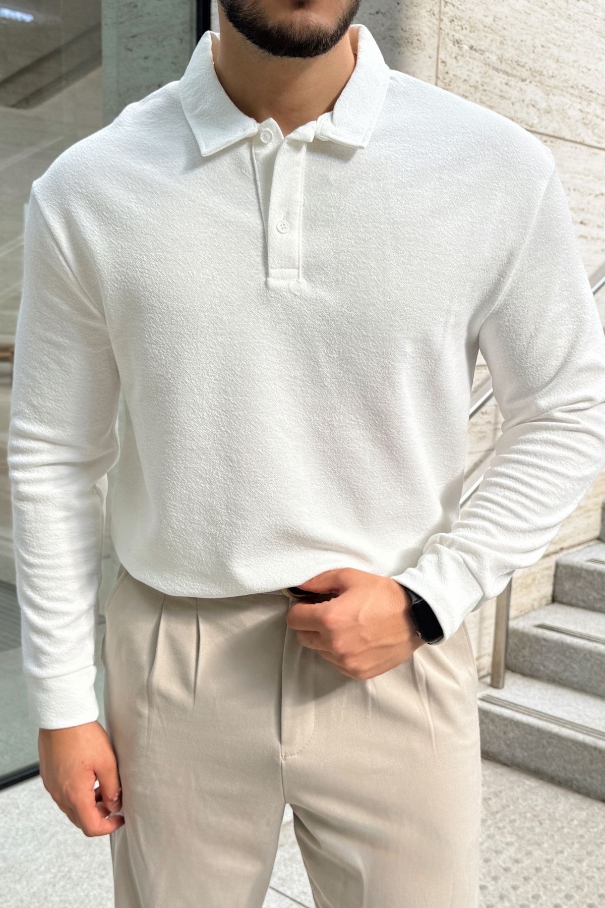 Cali Erkek Regular Fit Polo Yaka Uzun Kollu Sweatshirt Tişört