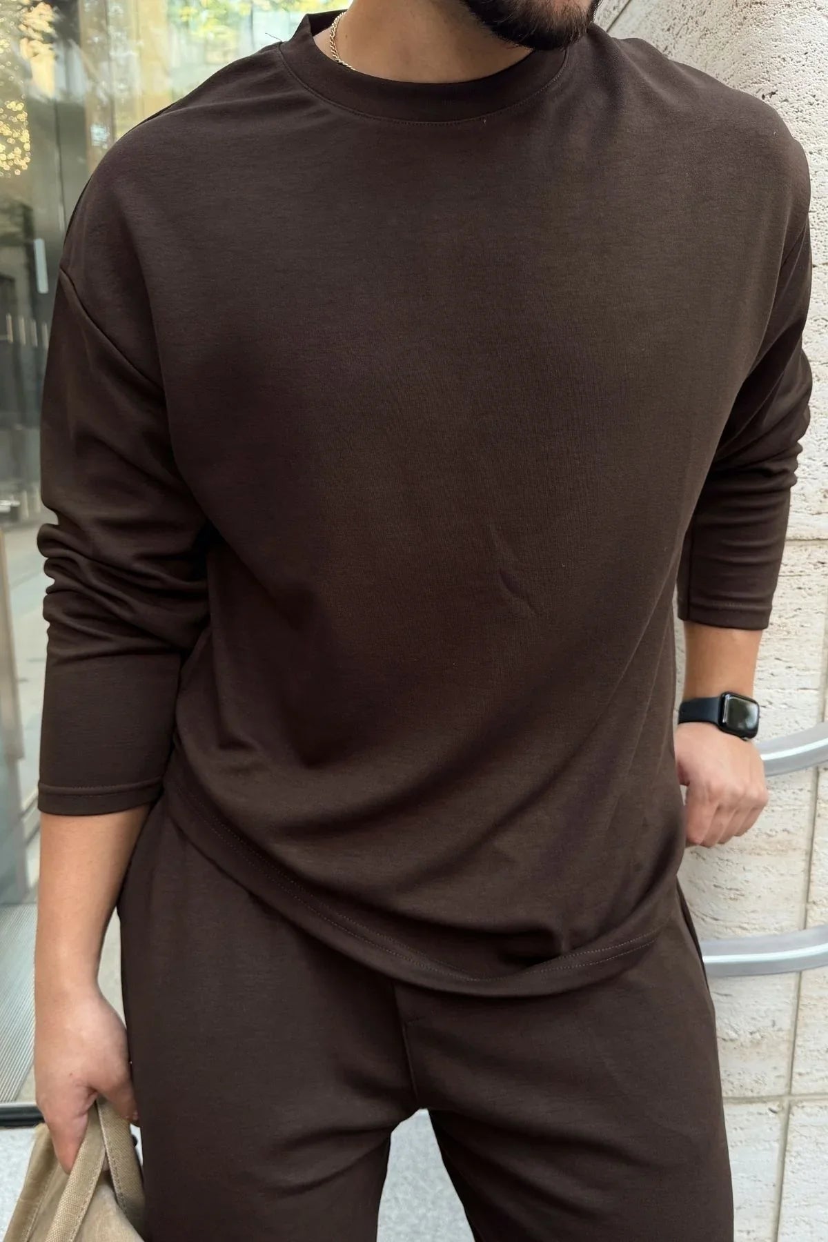 Arnik Oversize Erkek Dökümlü Soft Touch Uzun Kollu Sweatshirt Tişört