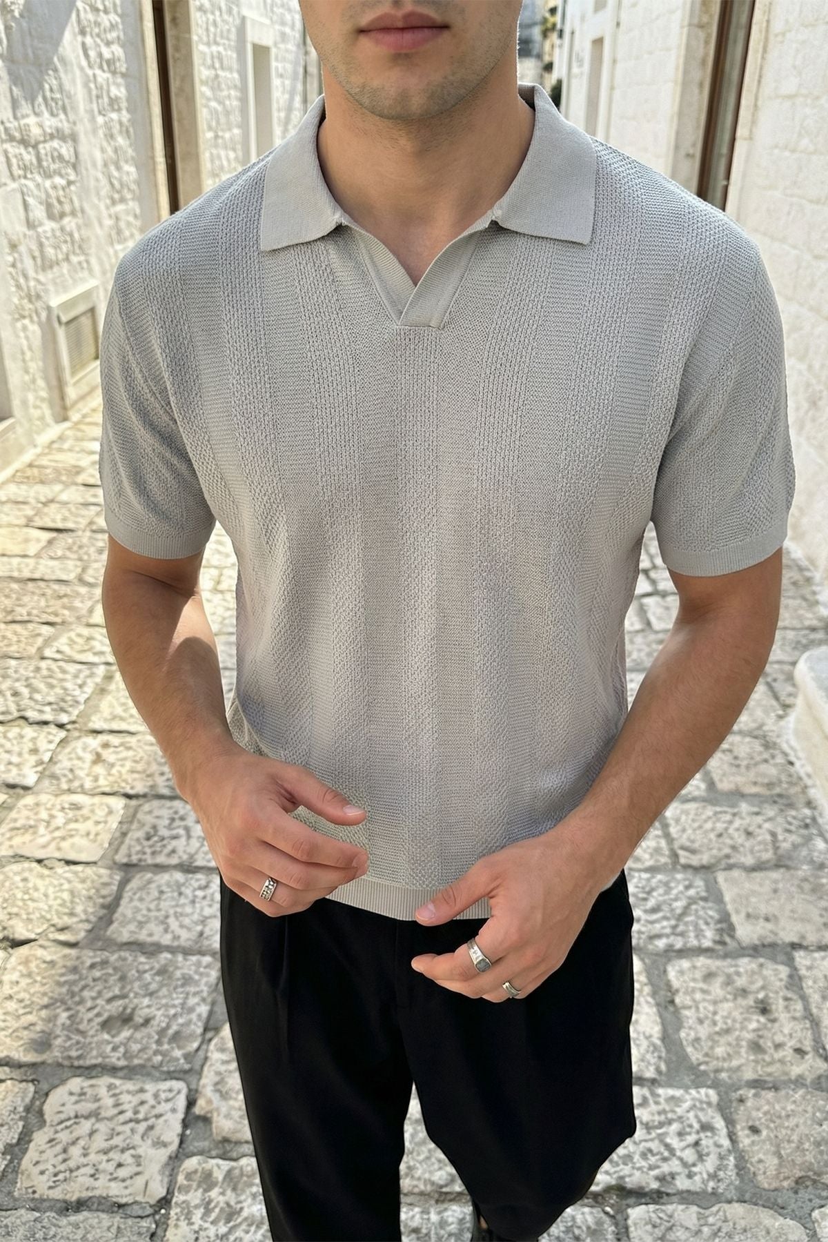 Chapa Regular Fit Polo Yaka Erkek Kısa Kol Dokulu Triko Tişört