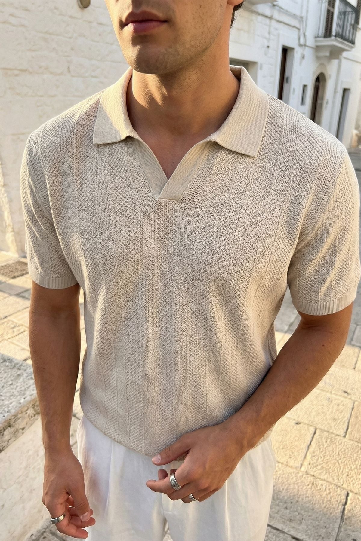 Chapa Regular Fit Polo Yaka Erkek Kısa Kol Dokulu Triko Tişört