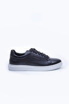Elnes Erkek Sneaker Ayakkabı, %100 Hakiki Deri Siyah Bağcıklı Günlük Tasarım - Livio Ferri