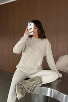 Erin Premium Saç Örgü Bisiklet Yaka Kalın Triko Kazak - Livio Ferri