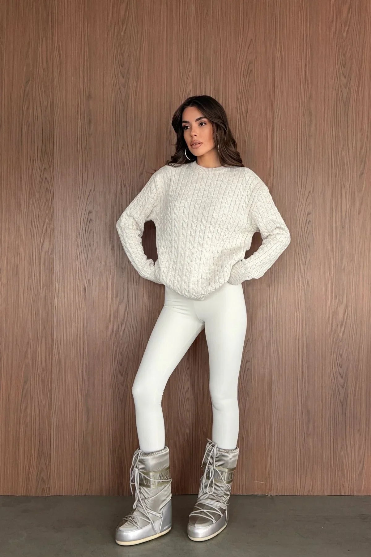 Erin Premium Saç Örgü Bisiklet Yaka Kalın Triko Kazak - Livio Ferri