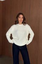 Erin Premium Saç Örgü Bisiklet Yaka Kalın Triko Kazak - Livio Ferri